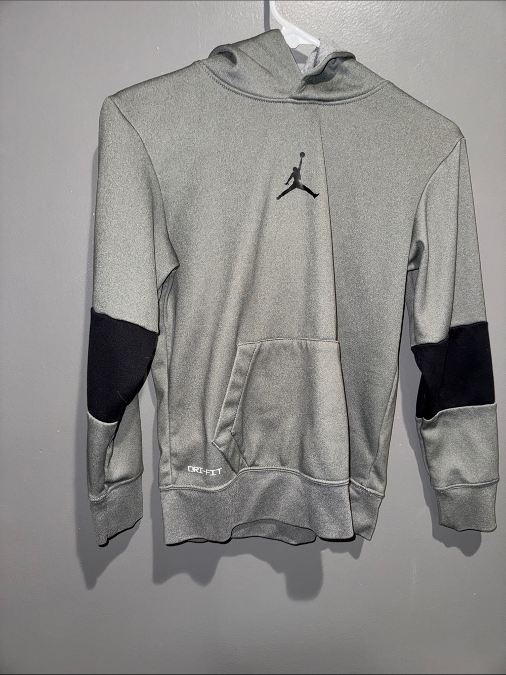 Jordan Gray Pullover Hoodie with Black Elbow Panels